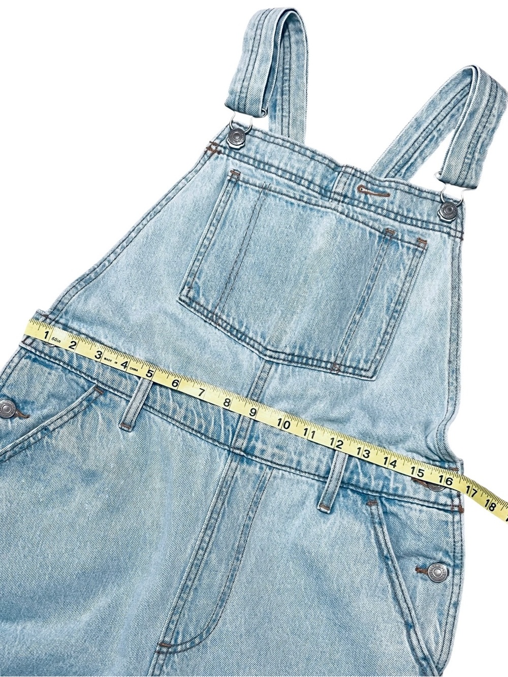 Levis Premium Big E Denim Barrel Legs Baggy Overalls M Cross-back Straps Light - Picture 11 of 13